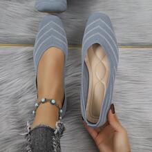 Giày lười nữ kiểu mới mũi vuông, thích hợp cho hoạt động ngoài trời. - Màu xanh nhạt - Xem 9