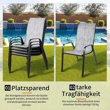 Set Of 4 Folding Chairs, Balcony Chairs, Aluminium Garden Chair, Aluminium Camping Chair, Black - 灰色 - 查看 5