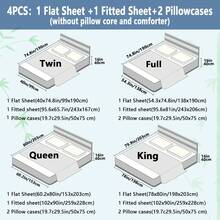 4pcs Bamboo Cooling Bedding - Extra Deep Pocket Breathable And Cooling - Suitable For Hot Sleepers And Sweats, Pillowcases, Flat Sheet And Fitted Sheet - A Perfect Gift For Family, Twin/Full/Queen/King Sizes - Màu xanh lá cây đậm - Xem 5