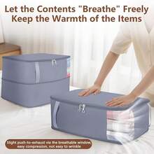 Comforter Storage Bag, Large Capacity Blanket Storage Bags With Visual Window, Ultra Space Saving Se- Compression Organizer, Washable Compression Bag For Down Jacket, Pillow, Bedding, 2-Pack 40L Gray - Gray - View 6