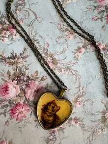 Suteyi Charming Retro Heart-Shaped Cat Pendant Necklace - Antique Bronze Chain, Vintage Style Jewelry With Adorable Cat Design, Perfect Gift For Cat Lovers(Random Jewelry) - ngẫu nhiên - Xem 5