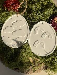 1 pieza Molde de silicona de 9 en 1 para colgante de conejo de Pascua, molde creativo DIY para flor, zanahoria, etiqueta, decoración del hogar / regalo, molde de resina epoxi, molde de artesanía, molde de yeso para decoración de arte de Pascua - Molde para colgar huevos de Pascua 9 en 1 con forma de conejo - Ver 9