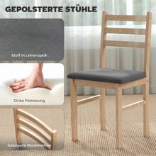 3-Piece Table And Chair Set, Ideal For Small Spaces. Upholstered Chairs, Space-Saving, MDF, Natural Wood. - Mustard Yellow - View 5