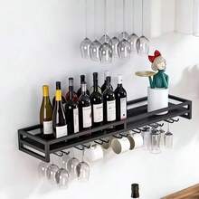 Wall Mounted Wine Rack, Storage Shelf For Bar, Restaurant, Kitchen, Living Room, Bar Counter, Wine Glass Display Rack - Black - View 2