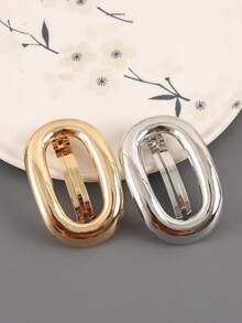 2个金属光滑波浪不对称简约心形几何发夹，极简主义装饰配饰，发卡 - 彩色 - 查看 13