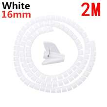 Protector de en Espiral Flexible de 2 Metros, 10/16 mm, Cubierta de Protección de Cables, Organizador de Cables para Ordenador, Herramienta de Gestión DAJU - 16 mm x 2 m blanco - Ver 13