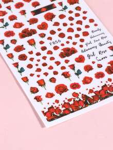 2pcs Valentine'S Day Nail Stickers With Butterfly Rose Flower Snake Red Lips Design DIY Nail Art Decorations Tips For Girls - 彩色 - 查看 6