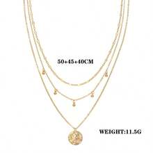 1pc Fashionable Minimalist Geometric Circle Metal Multi-Layer Necklace, Choker, Reference Model Image For Wearing Effect - Necklace With Pendant - View 2