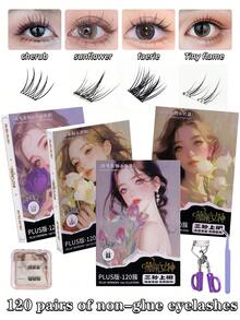 120pcs Glue-Free False Eyelashes, Natural Segmented Idol-Style Natural & Realistic Delicate Lower Lashes - Black - View 6