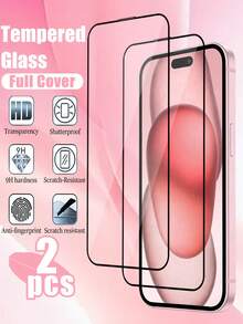 2pcs - Tempered Glass Screen Protector Compatible With Iphone 15, Compatible With Iphone 17, 17 Pro, 17 Pro Max, 17 Air, 16, 16 Plus, 16 Pro, 16 Pro Max, 15, 14, 13, 12, 11 Pro Max, X, XS, XR, Mini, 7, 8 And 14 Plus, Also Compatible With Iphone 14 And 15 Pro Max. - Clear - View 16