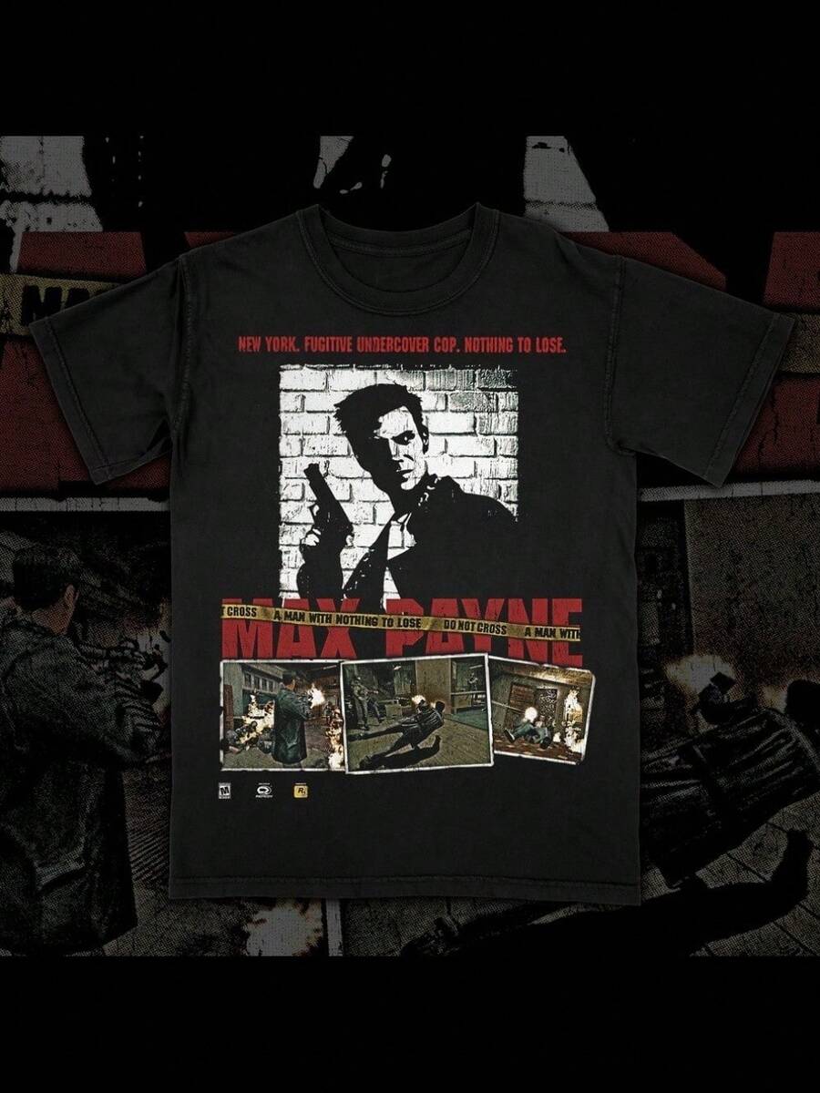 Camiseta gráfica vintage Max Payne 2001 de 2 lados, tallas S-5XL - Negro - Ver 1