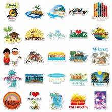 50 pièces Autocollants de paysage de voyage extérieur d'Australie/Maldives/Espagne, convenant pour ordinateur portable, bouteille d'eau, guitare, vélo, , pare-chocs, bagage, planche à roulettes, graffiti, autocollants mignons, meilleur cadeau pour les adolescents et les jeunes adultes, fournitures de scrapbooking - 50 pièces - Voir 8