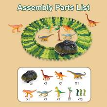 恐龙轨道车玩具 DIY 组装过山车电动火车 3-6 岁玩具，生日礼物男孩玩具，恐龙造型 - 彩色 - 查看 13