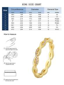 Women's Gold-Plated Zirconia Ring, Twisted Braided Ring Band With Micro-Inlaid Zirconia Accents, Minimalist Elegant Style For Daily Wear, Versatile Design, Great Birthday Gift For Fashion Enthusiasts - Gold - View 4