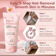 Bare Basics No Shave Hair Removal Cream For Women – Painless & Flawless Depilatory Cream For Body, Legs, Arms & Underarms, Gentle Formula With Vitamin E & Vitamin B5, Suitable For Sensitive Skin, Travel Essential, Skin Care Tools - Cream - View 9