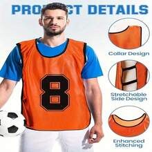 Custom Team Sports Jerseys, Suitable For Basketball, Football, Volleyball Training, Can Add Logo/Text/Number, Adult Team Sports Training Vest, Side Elastic Zipper, Advertising Vest - Multicolor - View 2