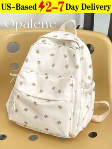 Malist Flower Embroidery Functional Backpack For Women, Business Casual Commuting Travel Backpacks, Cute Multi-Compartment Versatile Computer Daypack, Portable Campus School Bag For Junior High School And College Students, School Backpack, Elementary School, Middle School, High School, Back To School Bags, Waterproof, Lightweight, Classic Casual, Suitable For Teen Girls Women College Students, Teacher, Perfect For Back To School, First Day Of School, Middle School, High School - 彩色 - 查看 1