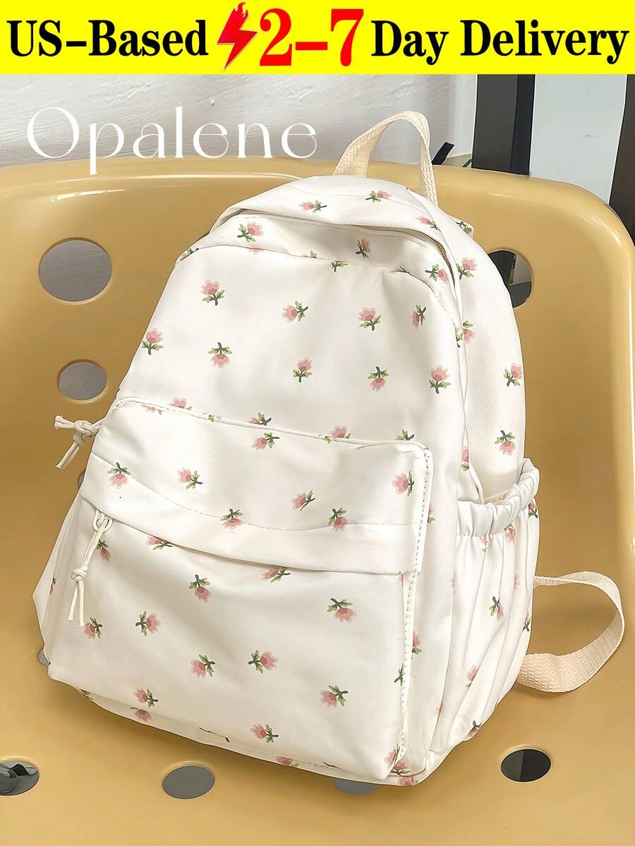 Malist Flower Embroidery Functional Backpack For Women, Business Casual Commuting Travel Backpacks, Cute Multi-Compartment Versatile Computer Daypack, Portable Campus School Bag For Junior High School And College Students, School Backpack, Elementary School, Middle School, High School, Back To School Bags, Waterproof, Lightweight, Classic Casual, Suitable For Teen Girls Women College Students, Teacher, Perfect For Back To School, First Day Of School, Middle School, High School - 彩色 - 查看 1