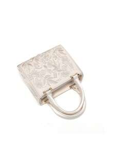 Satin Faux Pearl Handbag, Women's Mini Handbag Women's Chain Shoulder Bag Fashionable Small Tote Bag Women's Luxury Designer Wallet Women's Fashion Handbag - White - View 5