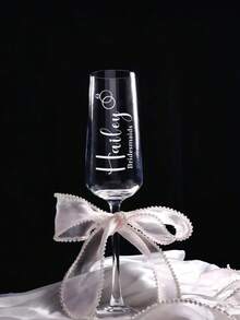 1pc Personalized Champagne Flute, Reusable & Washable Customized Champagne Glass With Bow Decor, Suitable For Bride And Bridesmaids, Wedding Party, Bridal Shower, Bachelor Party, Birthday Party ,Forever Love - Nhiều màu - Xem 18