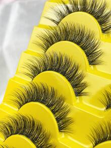 Hinarin 10对蓬松轻盈自然C型卷翘3D立体仿貂毛假睫毛，透明睫毛杆 - 自然纖長款 - 查看 5