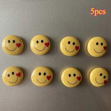 5/8pcs Set Smiling Face With Red Heart Fridge Magnets - Cute Oval Plastic Refrigerator Stickers - Multicolor - View 8