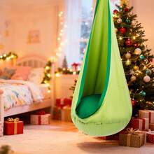 Silla de Columpio, Hamaca Colgante con Almohada Inflable, Bolsillo para Exteriores e Interiores, Capacidad Máxima 165 Libras, Color Azul y Amarillo - Verde - Ver 10