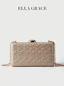 ELLA GRACE - 马赛克网状链条晚宴手拿包金色圆球迷你钱包优雅婚礼新娘派对魅力链条肩带手提包 - 灰色 - 查看 7