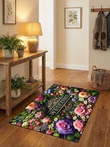 1pc Gold Diamond Velvet + 850g/㎡ Pointed Toe Printed Carpet, Featuring Exquisite Border Pattern And Exotic Nordic Design, Anti-Slip And Stain-Resistant, Retro Bohemian Modern Holiday Carpet, Moroccan Washable, Suitable For Yard, Patio, Balcony, Picnic Outdoor Decor, Study, Entryway, Long Corridor, Large Area Carpet - A - View 3