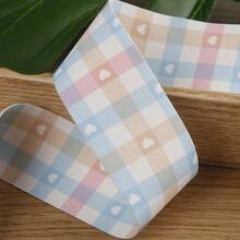 Dual-Color Plaid Heart Print Ribbon, Handmade DIY Bow, Hair Accessory, Lolita Clothing Trim Ribbon - Multicolor - View 7