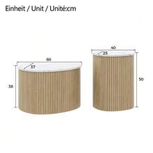 Modern Minimalist Coffee Table, Marble Vein, Wood Vein, Scandinavian Style Side Table, Multifunctional Living Room Table. - Wood Color+White - View 11