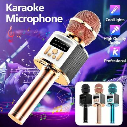 ميكروفون لاسلكي عالي الجودة، ميكروفون محمول للكاريوكي، ميكروفون بلوتوث، قوة عالية، مناسب لجميع الأعمار للاستخدام، للغناء على الهاتف المحمول، ميكروفون لايف، ميكروفون سماعة لاسلكية، ميكروفون كاريوكي للمنزل، بطارية قابلة للشحن بسعة 1200 مللي أمبير وقت تشغيل طويل