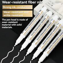 Bộ 10 bút dạ quang trắng không phai, khô nhanh, chống thấm nước, mực gốc dầu dung lượng cao, chống phai màu, thích hợp cho học sinh và nghệ sĩ. - trắng - Xem 5