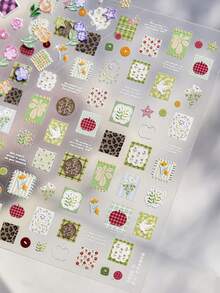 1pc Embossed Green Plant Patch Button Apple Peace Dove Flower Daisy Lily Tulip Nail Art Stickers 5D Nature Inspired Nail Decals Self-Adhesive Manicure Accents For Women Nail Supplies - Multicolor - View 7