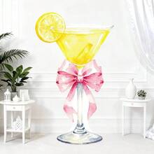 Lawnldyll 4ft Large Yellow Martini Bow Cardboard Cutout A Tini Bit Older Birthday Cutout Stand Lemon Cocktail Backdrop Decorations For Women Coquette Bachelorette Bridal Shower Cocktail Party Decor - 黃色 - 查看 1