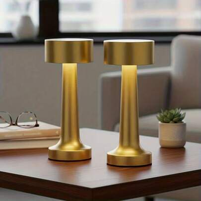 1pc Wireless Rechargeable LED Desk Lamp, Modern Cordless Touch Lamp, 3-Color Dimmable Lighting, USB Rechargeable Eye-Care Reading Light, Retro Metal Design, Suitable For Dining Room, Bedroom, Living Room, Cafe And Bar Decor, Creative Ramadan/Birthday Gift