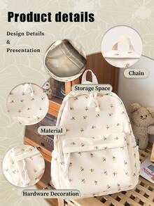 Malist Flower Embroidery Functional Backpack For Women, Business Casual Commuting Travel Backpacks, Cute Multi-Compartment Versatile Computer Daypack, Portable Campus School Bag For Junior High School And College Students, School Backpack, Elementary School, Middle School, High School, Back To School Bags, Waterproof, Lightweight, Classic Casual, Suitable For Teen Girls Women College Students, Teacher, Perfect For Back To School, First Day Of School, Middle School, High School - 彩色 - 查看 10