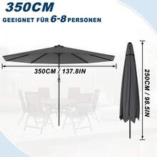 Outdoor Parasol, Stand And Base - 350cm - View 3