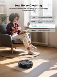 Lefant Rayvon M210P Robot Vacuum Cleaner, 3.1" Ultra-Thin, 11" Diameter, Auto Charging, 2200Pa Suction, 120 Min Runtime, Voice Control, Precise Obstacle Avoidance For Pet Hair & Carpet On Hard Floors In Kitchen, Living Room, Etc. - EU C Type Plug(220-240V) - View 11