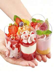 50/30/20/10个装透明斜角杯，布丁果冻冰淇淋杯，甜点杯，派对婚礼餐饮用品食品容器，迷你甜点开胃菜杯，餐厅迷你开胃菜盛放杯，适用于派对、婚礼、餐饮、冰淇淋、布丁和食品容器，厨房用品 - 透明 - 查看 1