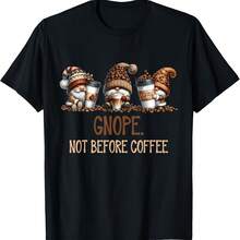 Camiseta Gnope Not Before Coffee Camiseta Gnomes Graphic Cafein - Negro-3 - Ver 1