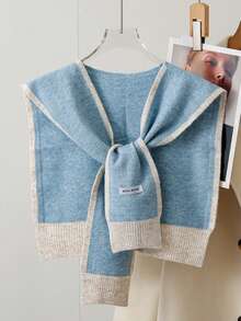 1pc Minimalist Style Wool Trim Shawl - Multicolor - View 5