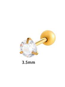 1 pieza Pendiente de cartílago de acero inoxidable con circonita micro-incrustada de moda clásica - Dorado - Ver 12