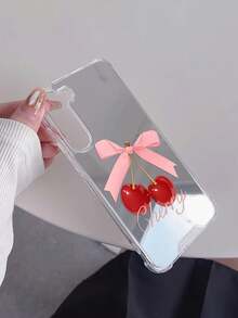 1pc Cherry Pattern Print Mirror Acrylic Anti-Fall Phone Case Compatible With IPhone 13/11/17/17pro/16/14/15/15pro/15 Plus/15 Promax/7plus/8plus/X/Xs Max/Xr/11pro/12pro/13pro/14pro/12mini/13mini/11promax/12promax/13promax/14promax/14plus/17pro Max/17Air/6/6s Plus/7/8/16Pro/16plus/16promax/Se2/17promax&Compatible With Samsung Galaxy/A54/A14/A12/A13/A15/A32/A33/A24/A52S/S20/S21/S22/S23/S24/S23Plus/S24ultra/S25/A15/A33/A23 - Multicolor - View 4