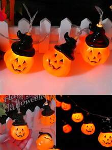1 pieza Luces Cadena Led Calabaza 3 M decorativas en forma de bombilla Halloween  Guirnalda, alimentadas por USB y batería, Luces decorativas en forma de bombilla LED - Naranja - Ver 3