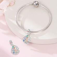 1串镀银母亲节心形珠子，适用于3毫米原创手链项链DIY吊坠制作，女士日常礼物、生日派对节日赠品 - 彩色 - 查看 8