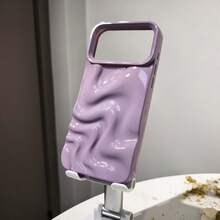 Minimalist Asymmetrical Wave Fashion New Simple 3D Wavy Purple Phone Case Compatible With Iphone 17 Pro Max/17 Pro/17/16 Pro Max/16/16 Pro/16 Plus/15/15 Pro Max/15 Pro/15 Plus/11/12/13/14 Pro Max/13 Pro/13 Pro Max/14 Pro/14 Pro Max Soft Shell Creative Spring Gift - Mauve Purple - View 6