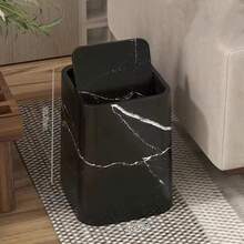 2026新款大理石垃圾桶，家用，适用于客厅、浴室、厨房、卧室，带翻盖式卫生纸架，也适用于酒店和民宿，豪华大容量垃圾桶 - 彩色 - 查看 2