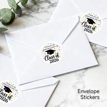 6/30 Piezas Pegatinas de Agradecimiento por la Graduación Clase de 2026 - "Gracias por celebrar conmigo" Etiquetas redondas para birretes para regalos y decoraciones de fiesta de graduación (4 cm) - Multicolor - Ver 7
