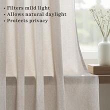 Pinch Pleated Linen Curtains 96 Inches Long 2 Panel Set (40\ W X 96\ L) For Living Room & Bedroom Window Natural Birch Light Filtering With Hooks,Rings & Back Tab,Neutral Boho Farmhouse Style - Natural - 查看 10